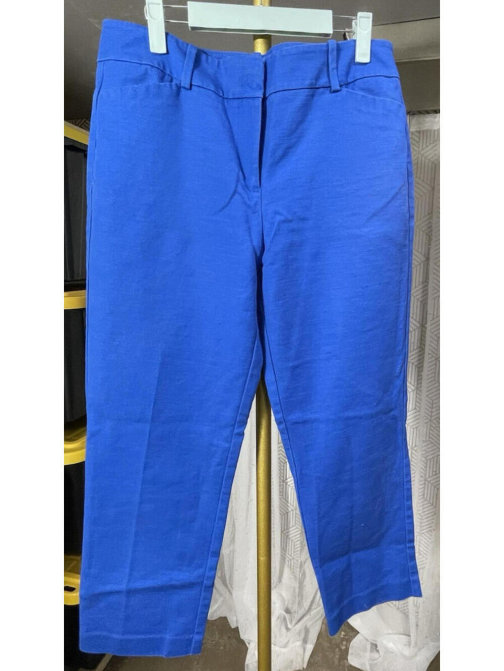 Ann Taylor Signature Pants Capri Blue Size 10 Flat Front Cotton Stretch Preppy
